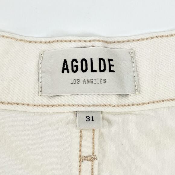 AGOLDE Parker Cut Off Denim Shorts Size 31 Platinum White Raw Hem - Picture 3 of 5